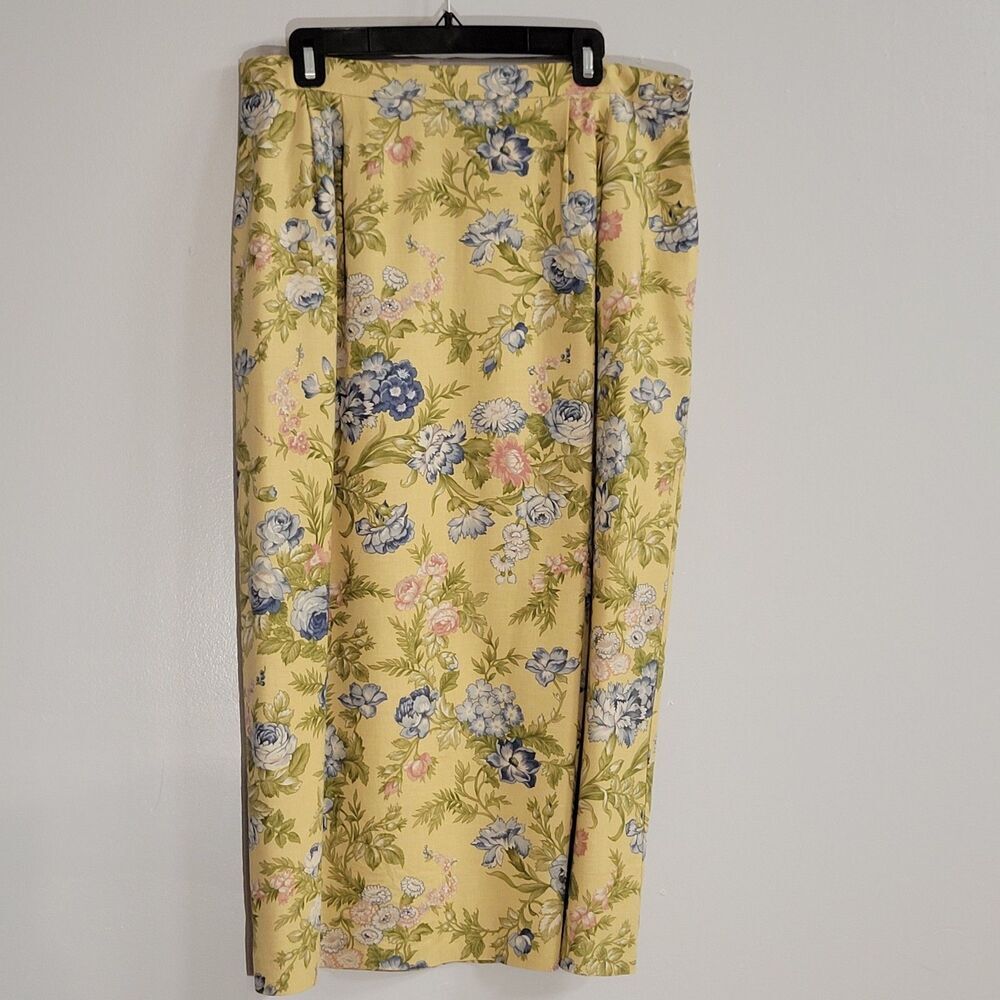 Yellow Floral Midi Skirt